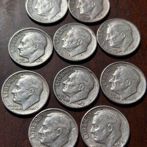 1961, 1962 Roosevelt Dime Set – 90% Silver (10 Coin Lot)
